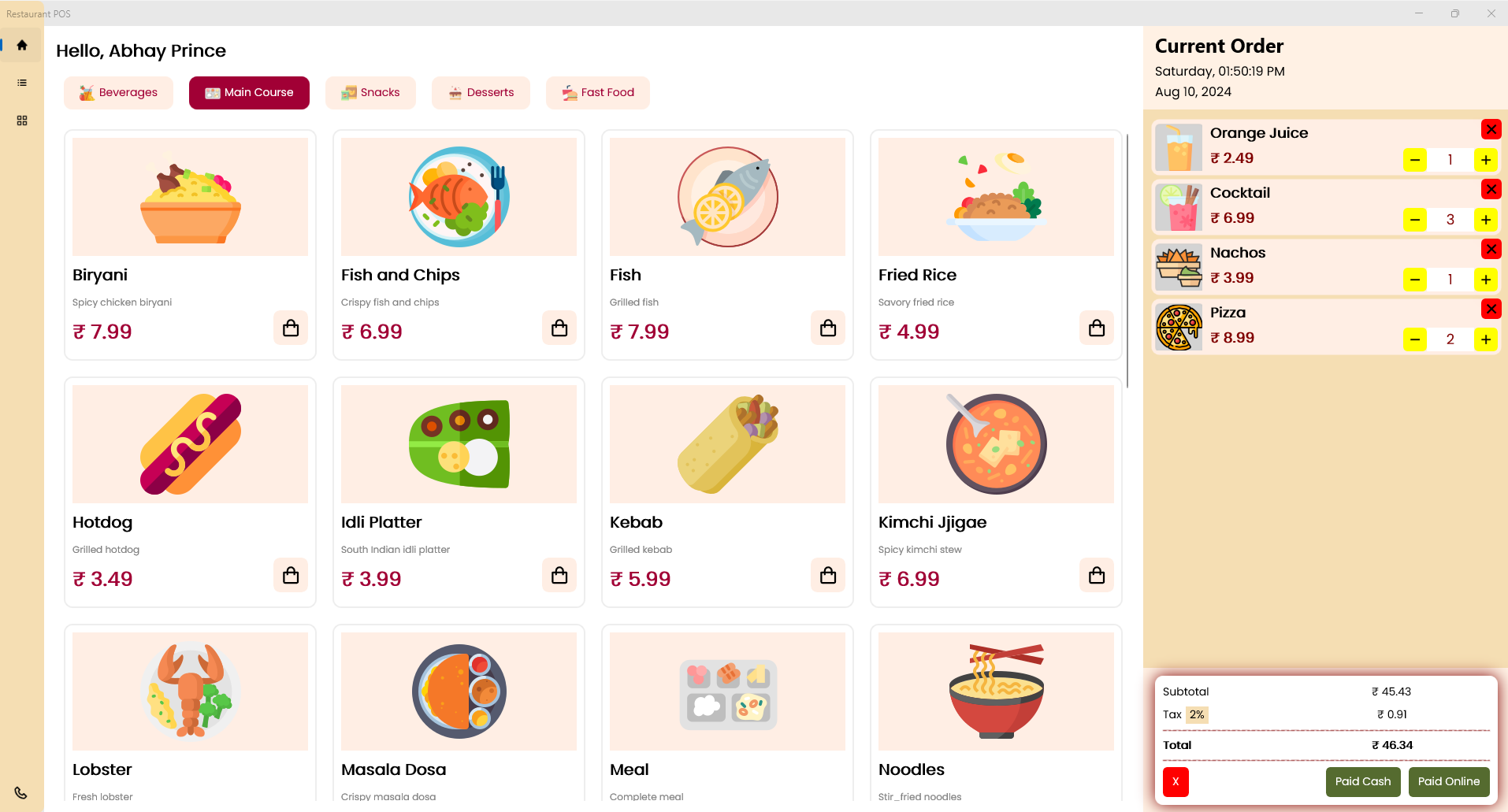 Restaurant POS Desktop